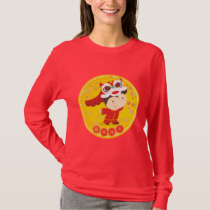 Lion Dance Chinese New Year Happy Women Red SW T-Shirt