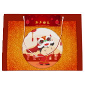 Lion Dance Chinese New Year Kid Large GB Große Geschenktüte (Vorderseite)