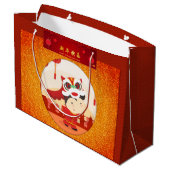 Lion Dance Chinese New Year Kid Large GB Große Geschenktüte (Rückseite Schrägansicht)