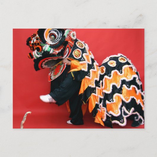 Lion Dance Post Card Postkarte (Vorderseite)