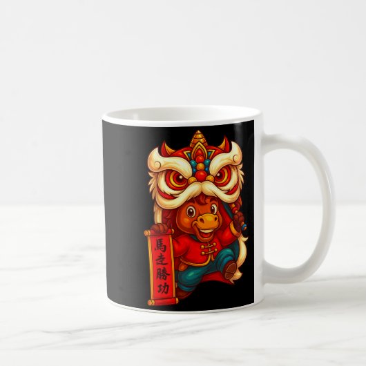 Lion Dance Year Of The Horse Chinese New Year 2026 Kaffeetasse (Rechts)