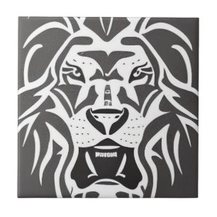 Lion decal white on grau fliese