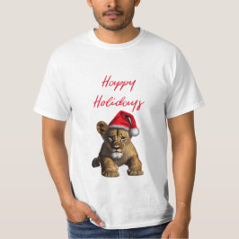 Lion, der einen Santa Claus-Hut-T - Shirt trägt