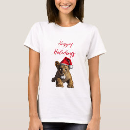 Lion, der einen Weihnachtshut trägt T-Shirt