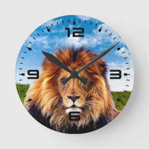 Lion der König des Waldes Runde Wanduhr