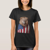 Lion Designer USA American Flag Patriotic T-Shirt (Vorderseite)