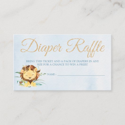 Lion Diaper Raffle Card Tickets für Baby Dusche Begleitkarte (Vorderseite)