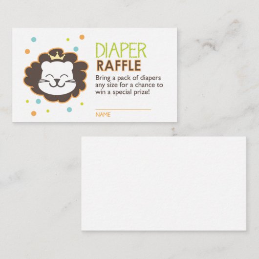 Lion Diaper Raffle Ticket Begleitkarte (Vorne/Hinten)