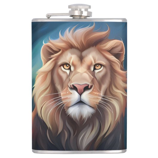 Lion Digital Art Portrait-56556 Flachmann (Vorderseite)