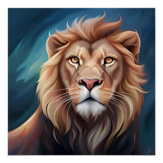 Lion Digital Art Portrait-56556 Poster (Vorderseite)