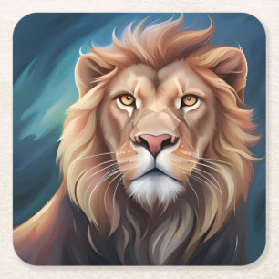 Lion Digital Art Portrait-56556 Rechteckiger Pappuntersetzer