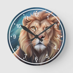 Lion Digital Art Portrait-56556 Runde Wanduhr