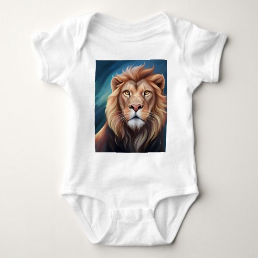 Lion Digital Art Portrait Baby Strampler (Vorderseite)