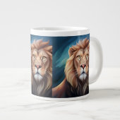 Lion Digital Art Portrait Jumbo-Tasse (Vorderseite Rechts)