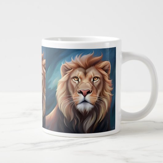 Lion Digital Art Portrait Jumbo-Tasse (Rechts)