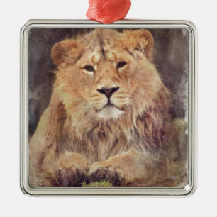 Lion Digital Painting Ornament Aus Metall