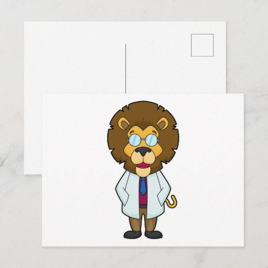 Lion Doctor's Coat Postkarte (Vorne/Hinten)