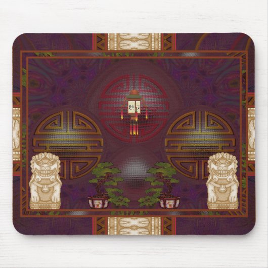 Lion Dog Shrine Pixel Art Mousepad (Vorne)