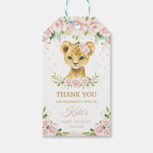 Lion Dschle Animals Blush Floral Girl Babydusche Geschenkanhänger