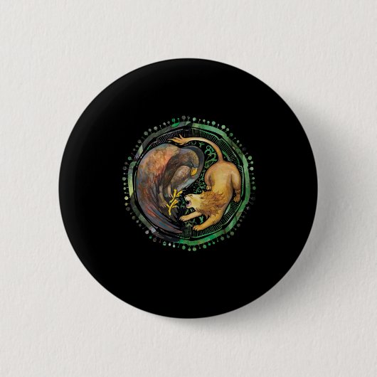 Lion Eagle Yin Yang China Harmonie Meditation Gesc Button (Vorderseite)