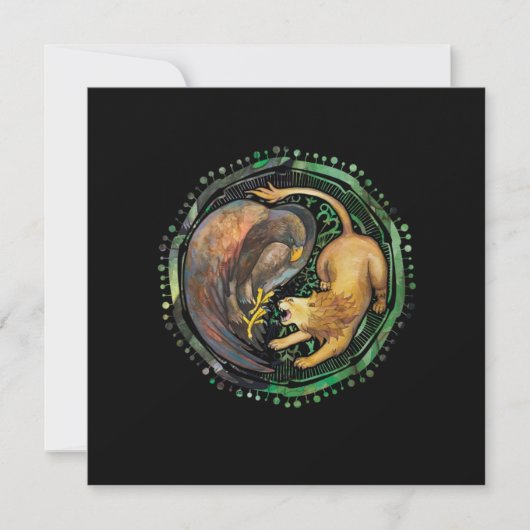 Lion Eagle Yin Yang China Harmonie Meditation Gesc Einladung (Vorderseite)