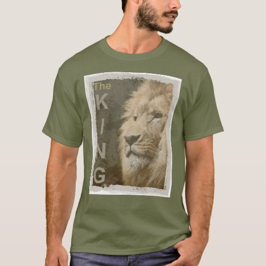 Lion Elegant Modern Fatigue Green Template Basic T-Shirt (Vorderseite)