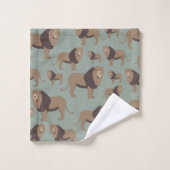 Lion Exotic Animal Muster Sage Green Badhandtuch Set (Waschlappen)