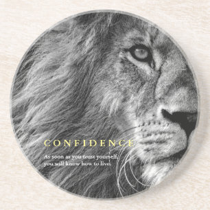 Lion Eye Confidence Zitat Inspiration Getränkeuntersetzer