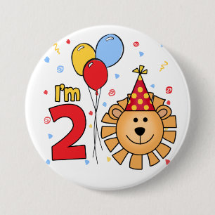 Lion Face 2. Geburtstag Button