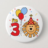 Lion Face 3 Birthday Button (Vorderseite)
