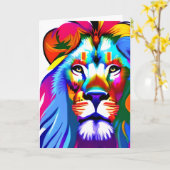 Lion Face Colorful Fantasy Art Karte (Gelbe Blume)