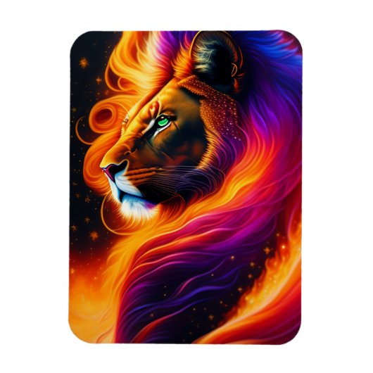 Lion Face Colorful Painting Art Magnet (Vertikal)