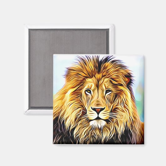 Lion face Digitales Gemälde Magnet (Vorderseite/Rückseite)