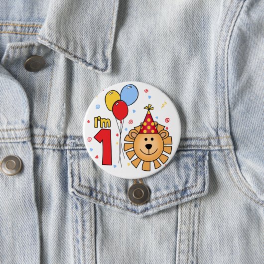 Lion Face First Birthday Button (Beispiel)