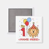 Lion Face First Birthday Magnet (Vorderseite/Rückseite)