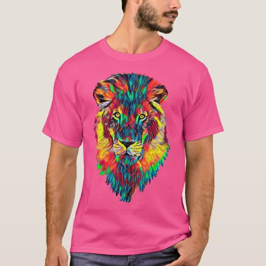 Lion Face Head Portrait T-Shirt (Vorderseite)