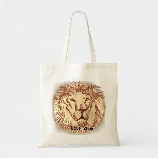 Lion Face individuelle Name Tote Bag Tragetasche (Vorne)