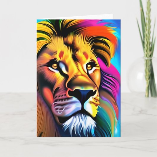 Lion Face Mystical Fantasy Art Karte (Vorderseite)