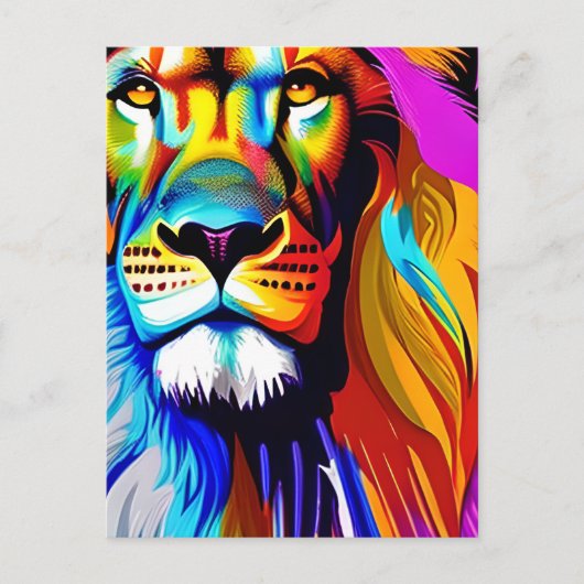 Lion Face Mystical Fantasy Art Postkarte (Vorderseite)
