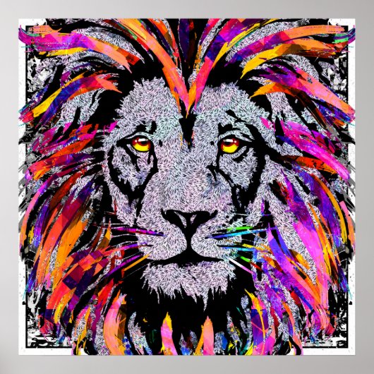 Lion Face Poster Print - Realistische Lion Zeichnu (Vorne)