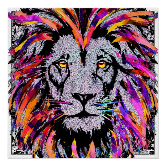 Lion Face Poster Print - Realistische Lion Zeichnu (Vorderseite)