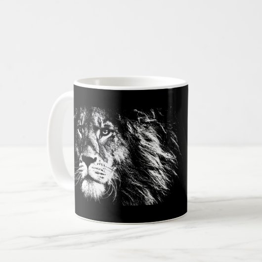 Lion Face The King Animals Pop Art Template Kaffeetasse (Vorderseite Links)