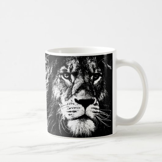 Lion Face The King Animals Template Pop Art Kaffeetasse (Rechts)