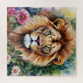 Lion Face Watercolor Art Jigsaw Puzzle (Horizontal)