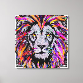 Lion Face Wrapped Canvas - Realistischer Löwe Zeic Leinwanddruck
