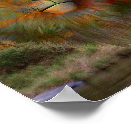 Lion Fall Foliage Fantasy Art Poster (Ecke)