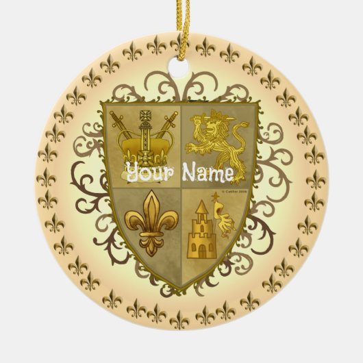 Lion Familienwappen Name Keramik Ornament (Vorne)