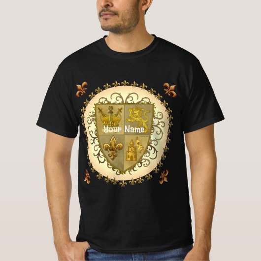 Lion Family Crest Surname T-Shirt (Vorderseite)