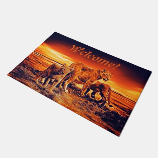Lion Family Fußmatte (Schrägansicht)