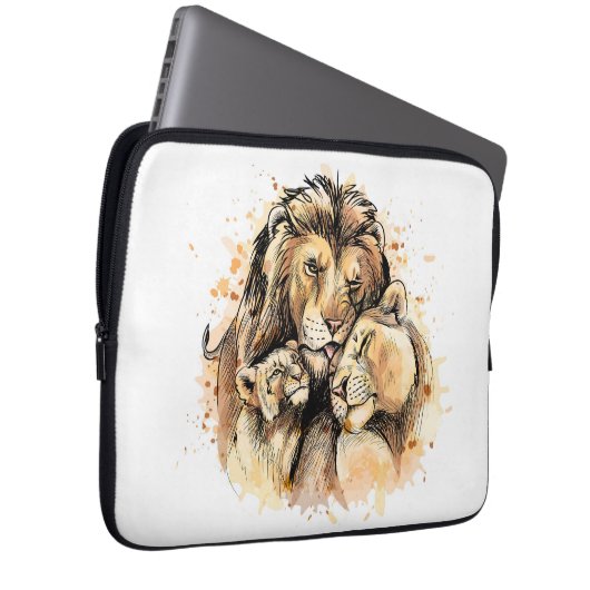 Lion Family Laptop Sleeve (Vorne Rechts)